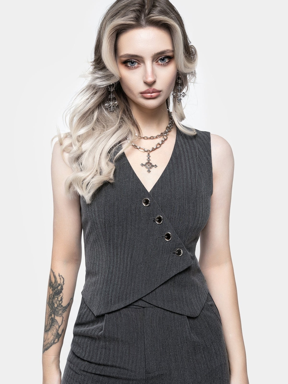 Disturbia MOON BUTTONS Celestial Herringbone Vest